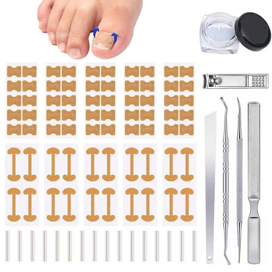 CHEMAILON Professionelles Zehennagelpflege-Set für eingewachsene Nägel mit atmungsaktiven Streifen, Nagelkorrekturpflaster, schmerzfreie Feile und Heber für die Fußpflege zu Hause