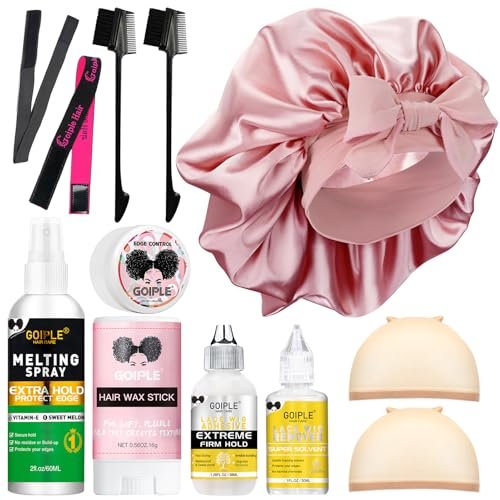 Wasserdichter Lace Wig Kleber Kit – Lace Front Kleber für Perücken mit Werkzeugen & Haareratz – Umkehrbare Wrap Cap Bonnet, verstellbar für Perücken