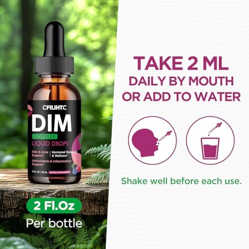 DIM Liquid Drops Supplement für Frauen – Hormonharmonie, Akne-Unterstützung & Multivitamine mit Inositol, Sulforaphan – Hormonbalance, klare Haut & Stimmungsunterstützung, gemischter Beerengeschmack 59 ml