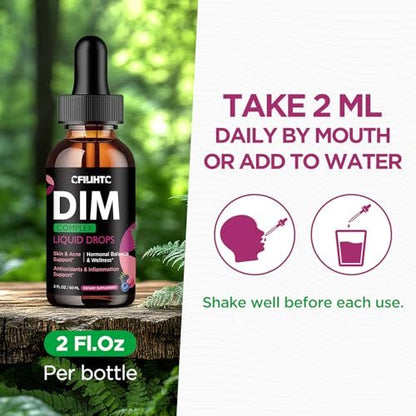 DIM Liquid Drops Supplement für Frauen – Hormonharmonie, Akne-Unterstützung & Multivitamine mit Inositol, Sulforaphan – Hormonbalance, klare Haut & Stimmungsunterstützung, gemischter Beerengeschmack 59 ml