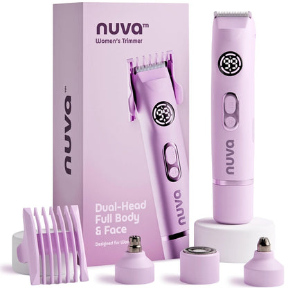 NUVA 4-in-1 Bikini-Trimmer für Frauen | Schmerzfreier elektrischer Rasierer & Haarentferner mit auswechselbaren Aufsätzen | Kabelloser Körper- & Gesichtshaartrimmer mit Keramikklinge, IPX7 wasserdicht & USB wiederaufladbar