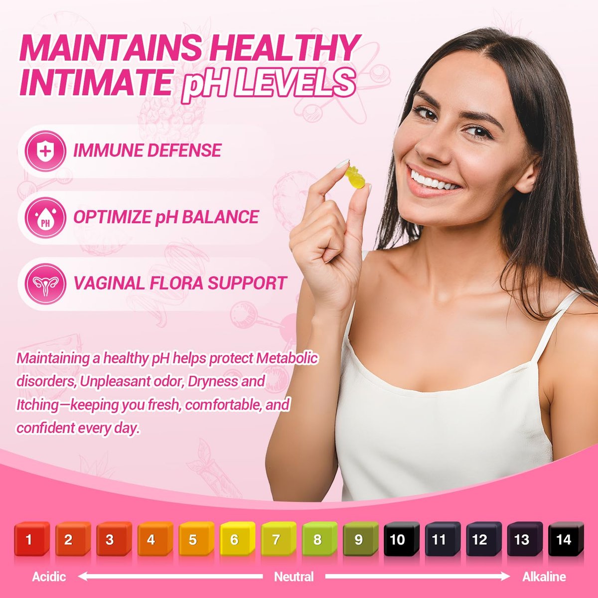 Yooloks Her Juicy Feminine Probiotische Gummis – Premium Frauen-Balance-Gummis mit Ulmenrinde für pH-Gleichgewicht, gesunden Geruch, Flora- und Immununterstützung – 30-Tage-Vorrat