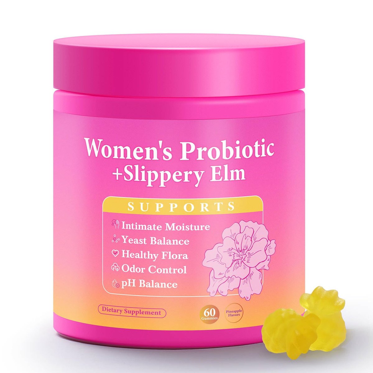 Yooloks Her Juicy Feminine Probiotische Gummis – Premium Frauen-Balance-Gummis mit Ulmenrinde für pH-Gleichgewicht, gesunden Geruch, Flora- und Immununterstützung – 30-Tage-Vorrat