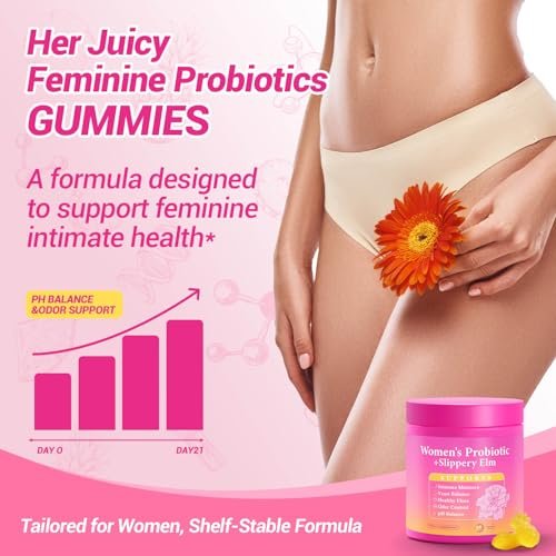 Yooloks Her Juicy Feminine Probiotische Gummis – Premium Frauen-Balance-Gummis mit Ulmenrinde für pH-Gleichgewicht, gesunden Geruch, Flora- und Immununterstützung – 30-Tage-Vorrat