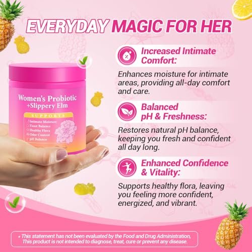 Yooloks Her Juicy Feminine Probiotische Gummis – Premium Frauen-Balance-Gummis mit Ulmenrinde für pH-Gleichgewicht, gesunden Geruch, Flora- und Immununterstützung – 30-Tage-Vorrat