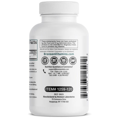 Bronson Zinkglycinat 30 mg – Chelatiert, Höchste Bioverfügbarkeit, 100% Chelatkomplex, Nicht-GVO, 120 Kapseln