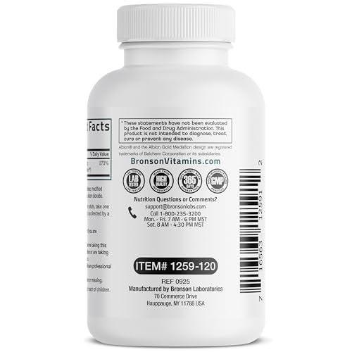 Bronson Zinkglycinat 30 mg – Chelatiert, Höchste Bioverfügbarkeit, 100% Chelatkomplex, Nicht-GVO, 120 Kapseln