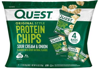 Quest Nutrition Protein Chips Sour Cream & Onion – 19g Protein, Low Carb, Glutenfrei, 4er Pack