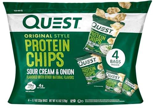 Quest Nutrition Protein Chips Sour Cream & Onion – 19g Protein, Low Carb, Glutenfrei, 4er Pack