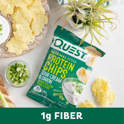 Quest Nutrition Protein Chips Sour Cream & Onion – 19g Protein, Low Carb, Glutenfrei, 4er Pack