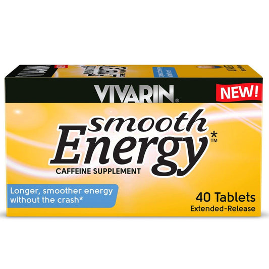 Vivarin Smooth Energy Koffeintabletten mit verlängerter Freisetzung, 200 mg, Fokus, Wachsamkeit & geistige Klarheit, nicht gewohnheitsbildendes Energieergänzungsmittel, zucker- & kalorienfrei, 40 Stück