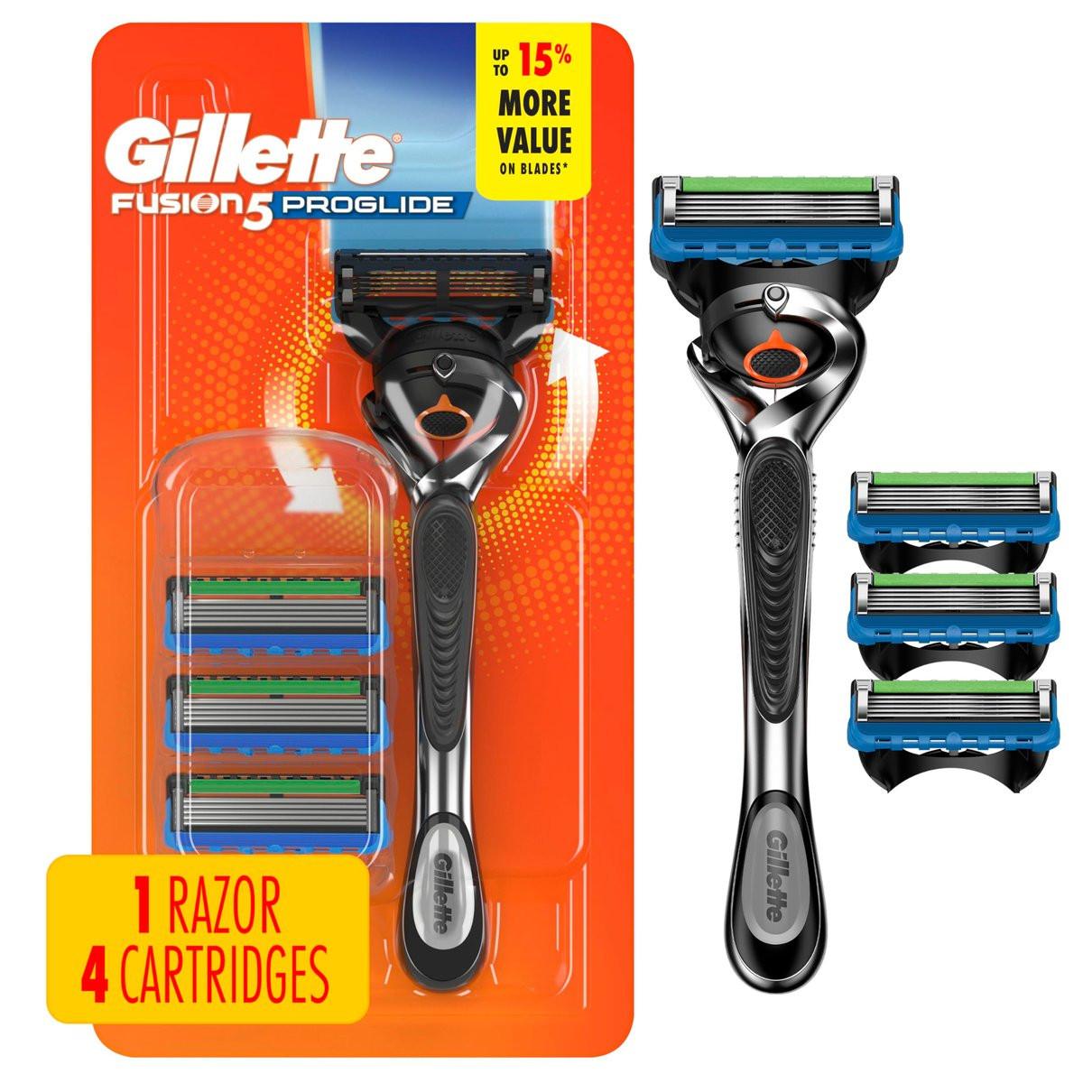 Gillette Fusion5 ProGlide Rasierer für Männer, Rasierergriff, 4 Klingenköpfe, FlexBall-Rasierergriff und Präzisionstrimmer