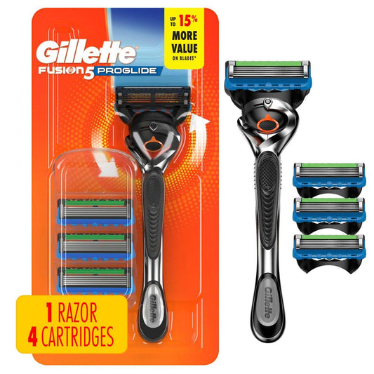 Gillette Fusion5 ProGlide Rasierer für Männer, Rasierergriff, 4 Klingenköpfe, FlexBall-Rasierergriff und Präzisionstrimmer