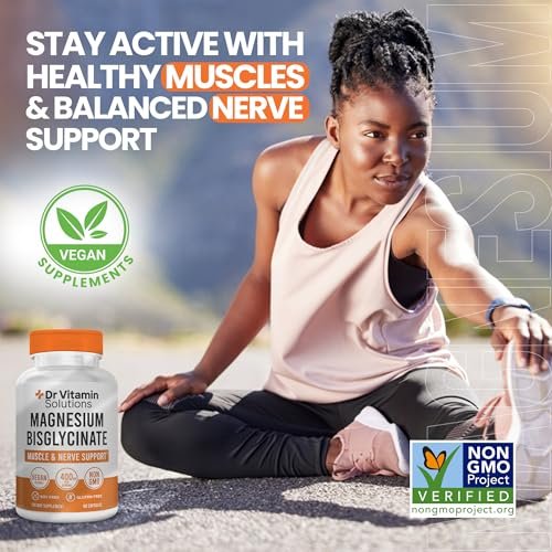 Magnesium Glycinate 400 mg (gepuffertes Magnesiumbisglycinat-Chelat) | Albion® cheliertes Magnesium für Muskel- und Nervenunterstützung + Ruhe | Hohe Absorption, magenschonend | Nicht-GVO, 60 vegane Kapseln