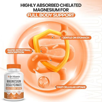 Magnesium Glycinate 400 mg (gepuffertes Magnesiumbisglycinat-Chelat) | Albion® cheliertes Magnesium für Muskel- und Nervenunterstützung + Ruhe | Hohe Absorption, magenschonend | Nicht-GVO, 60 vegane Kapseln
