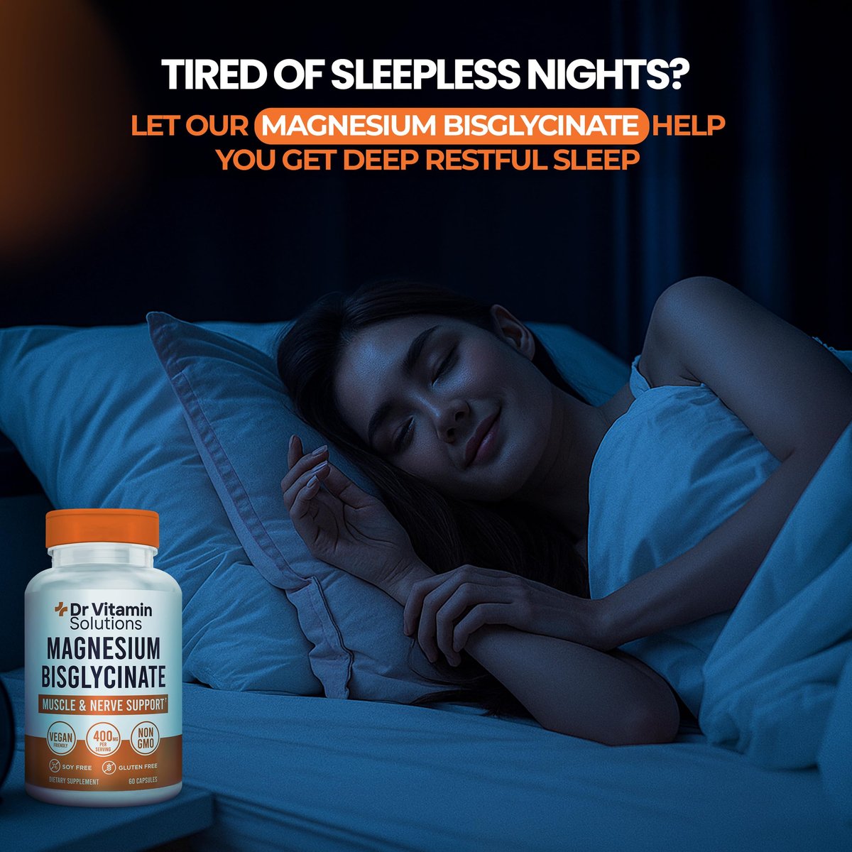 Magnesium Glycinate 400 mg (gepuffertes Magnesiumbisglycinat-Chelat) | Albion® cheliertes Magnesium für Muskel- und Nervenunterstützung + Ruhe | Hohe Absorption, magenschonend | Nicht-GVO, 60 vegane Kapseln
