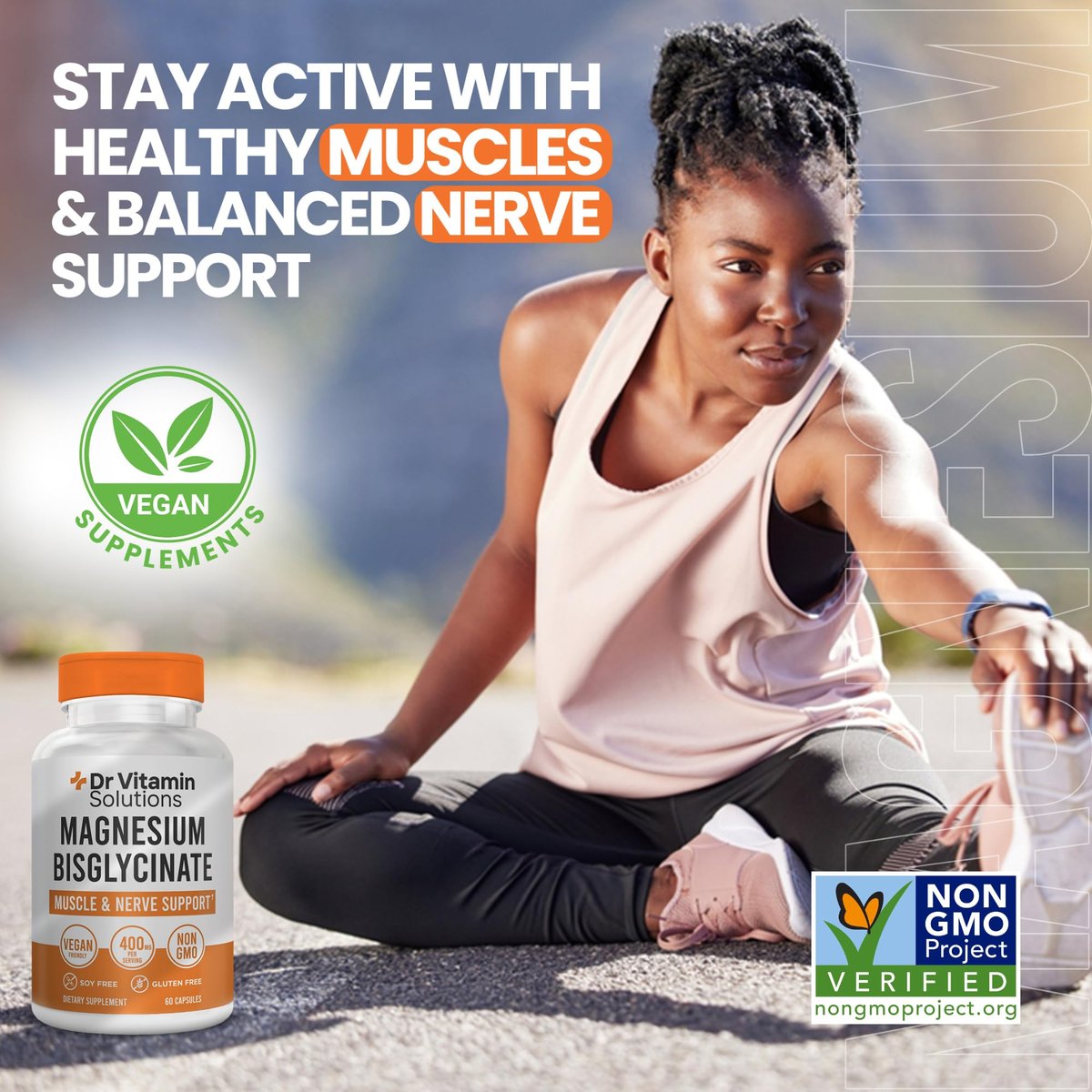 Magnesium Glycinate 400 mg (gepuffertes Magnesiumbisglycinat-Chelat) | Albion® cheliertes Magnesium für Muskel- und Nervenunterstützung + Ruhe | Hohe Absorption, magenschonend | Nicht-GVO, 60 vegane Kapseln