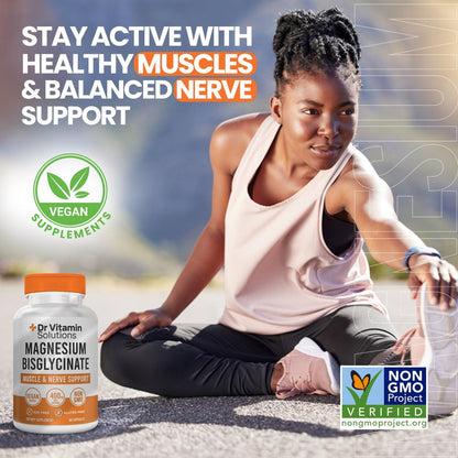 Magnesium Glycinate 400 mg (gepuffertes Magnesiumbisglycinat-Chelat) | Albion® cheliertes Magnesium für Muskel- und Nervenunterstützung + Ruhe | Hohe Absorption, magenschonend | Nicht-GVO, 60 vegane Kapseln