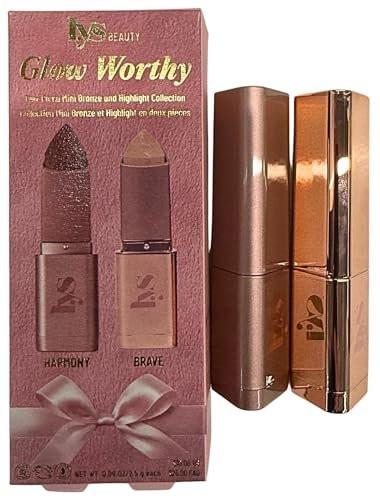 LYS Beauty Glow Worthy 2-teiliges Mini Bronze & Highlight Stick Duo – Harmony + Brave – No Limits Cream Bronzer & Aim High Highlighter – je 0,09 oz / 2,5 g