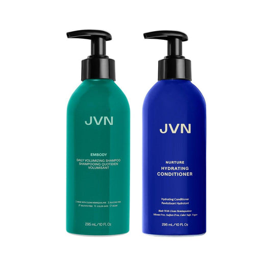 JVN Embody Volumizing Shampoo und Nurture Hydrating Conditioner Duo – 2x 295 ml – Für mehr Fülle & Feuchtigkeit – Silikon- und Sulfatfrei – Für Frauen und Männer