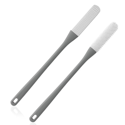 2er-Pack Zehenreinigungsbürste mit langem Griff – Fußschrubber & Anti-Juckreiz-Bürste für Senioren, Schwangere, Männer und Frauen (Grau)