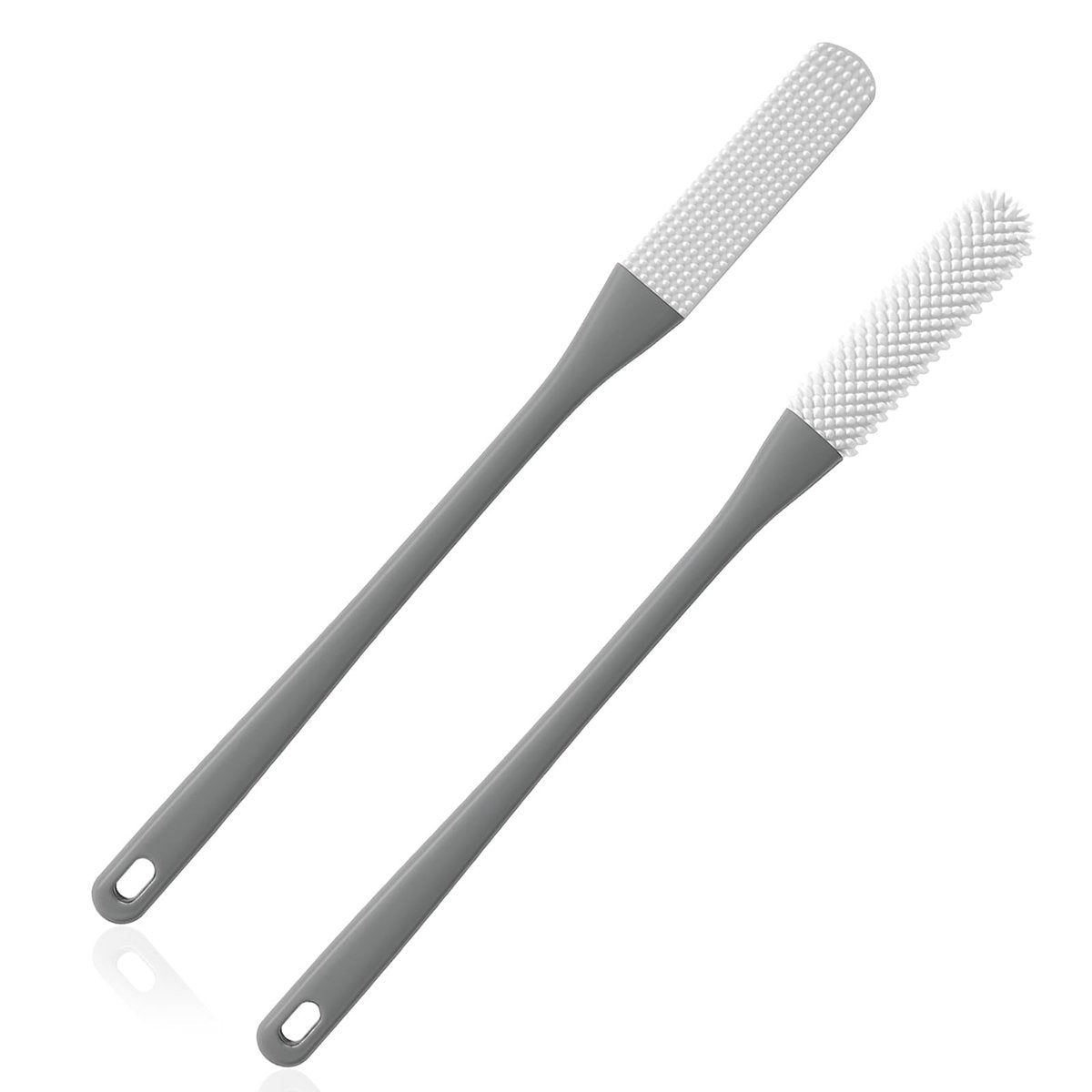 2er-Pack Zehenreinigungsbürste mit langem Griff – Fußschrubber & Anti-Juckreiz-Bürste für Senioren, Schwangere, Männer und Frauen (Grau)