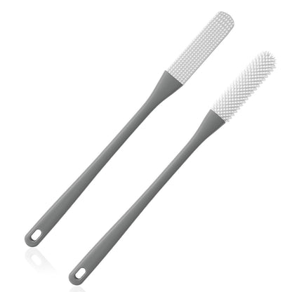 2er-Pack Zehenreinigungsbürste mit langem Griff – Fußschrubber & Anti-Juckreiz-Bürste für Senioren, Schwangere, Männer und Frauen (Grau)