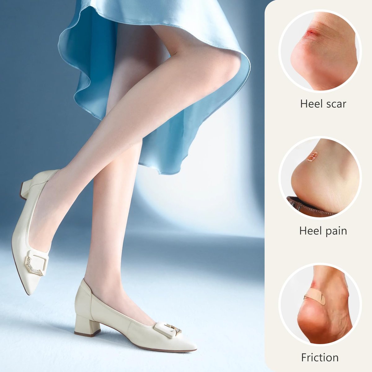 CGYISOL 6 Paar Fersenpolster für Schuhe, Memory-Schaum Fersenkissen zur Blasenprävention & Rutschstopp, Anti-Rutsch Fersenhalter für High Heels & Business Schuhe, Schwarz und Beige