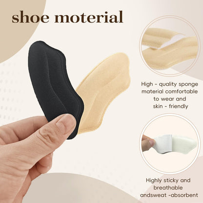 CGYISOL 6 Paar Fersenpolster für Schuhe, Memory-Schaum Fersenkissen zur Blasenprävention & Rutschstopp, Anti-Rutsch Fersenhalter für High Heels & Business Schuhe, Schwarz und Beige