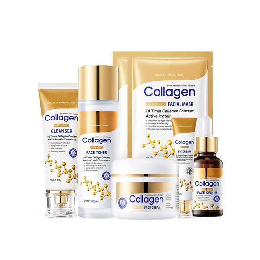 Collagen Hautpflege-Set, 7-teiliges Geschenkset für Frauen mit Gesichtsreiniger, Serum, Toner, Augencreme, Creme & Gesichtsmaske – Anti-Aging-Gesichtspflege-Kit für Feuchtigkeit & straffe Haut, glättet Falten