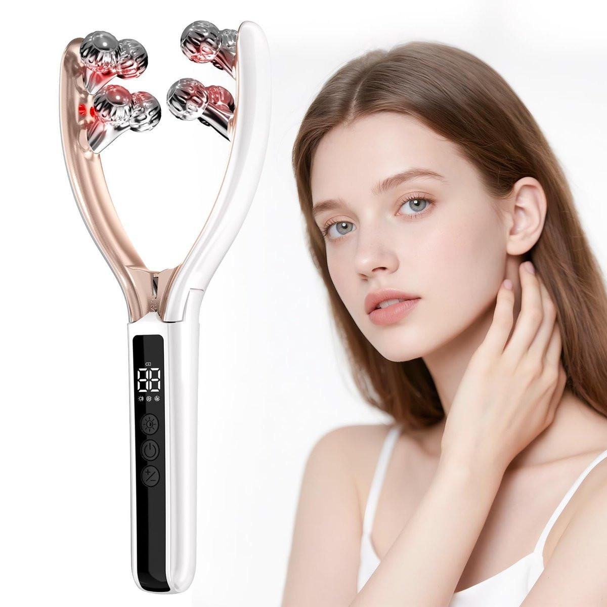 Doge&Vollar Gesichts- und Halsmassagegerät – Shaper & Slimmer für Frauen, Koreanische Hautpflege, Lymphatische Kontur-Gesichtsbürste, Gesichtsroller, Lymphdrainage, Wiederaufladbar für Zuhause & Reisen