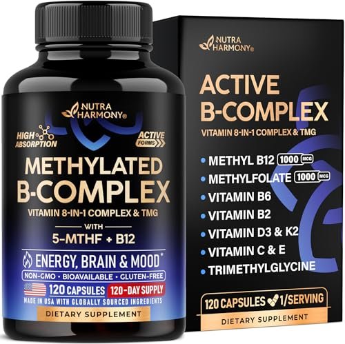 Vitamin B Komplex methyliert – B-Komplex mit Methylfolat & B12 – bioverfügbar für Männer & Frauen – 9-in-1 methylierter Multivitamin – Energie, Gehirn & Stimmung – vegan – laborgetestet – 120 Kapseln, 1/Tag