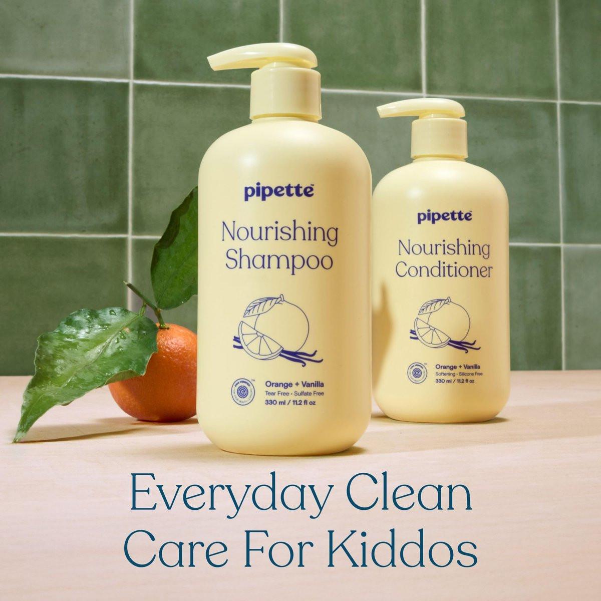 Pipette Kids Daily Haircare Trio – Sanfte Haarpflege für Kinder & Kleinkinder, 3er-Pack (Leave-In Entwirrer, Shampoo & Conditioner, Orange-Vanille Duft)