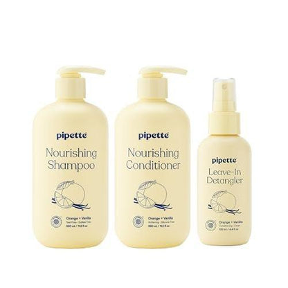 Pipette Kids Daily Haircare Trio – Sanfte Haarpflege für Kinder & Kleinkinder, 3er-Pack (Leave-In Entwirrer, Shampoo & Conditioner, Orange-Vanille Duft)