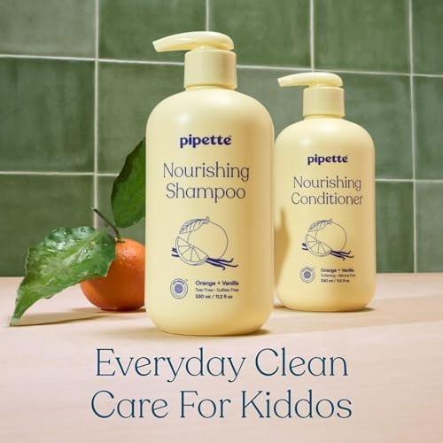 Pipette Kids Daily Haircare Trio – Sanfte Haarpflege für Kinder & Kleinkinder, 3er-Pack (Leave-In Entwirrer, Shampoo & Conditioner, Orange-Vanille Duft)