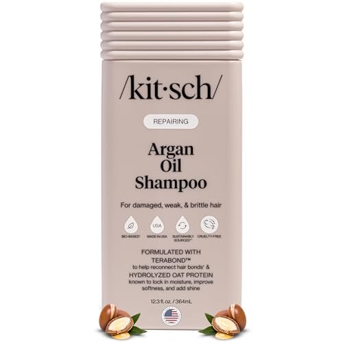 Kitsch Arganöl Shampoo für Haarwachstum – Reparierendes Haarshampoo für Frauen & Männer mit Terabond™ – Feuchtigkeitsspendende Haarpflege mit Haferprotein – Paraben-, Phthalat-, Silikon- & Sulfatfreies Shampoo – 12,3 oz
