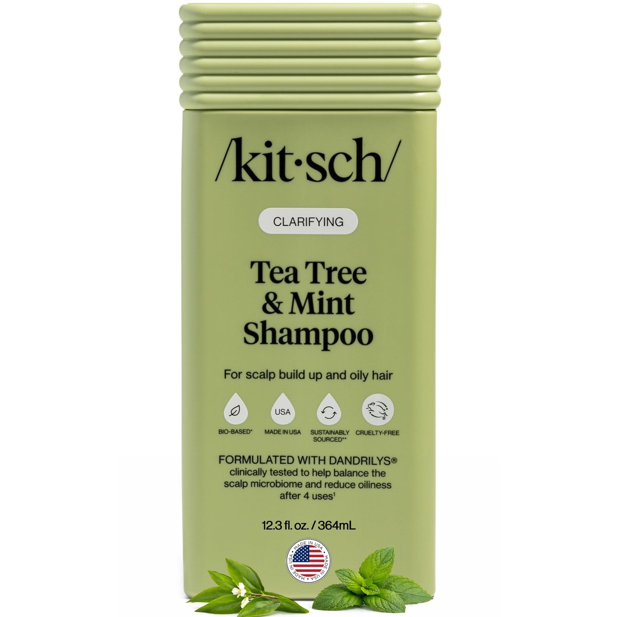 Kitsch Klärendes Shampoo mit Teebaumöl & Minze für Frauen und Männer – Reinigendes Shampoo mit Pfefferminze & Teebaumöl für fettiges Haar & Kopfhautablagerungen – Farbsicheres, sanftes Haarpflegeprodukt, Hergestellt in den USA – 12,3 oz