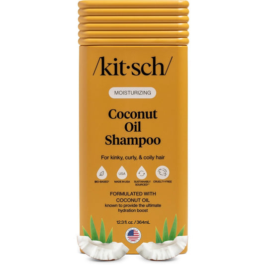 Kitsch Feuchtigkeitsspendendes Kokosöl-Shampoo für Frauen & Männer – Kokosöl-Haarshampoo für krauses, lockiges & welliges Haar – Tiefenfeuchtigkeit, Weichheit & Kämmbarkeit, farbschonende Haarpflege – 12,3 oz