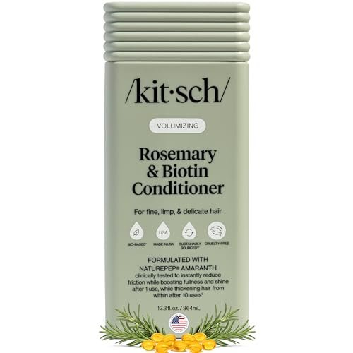 Kitsch Volumizing Rosemary & Biotin Liquid Conditioner für Frauen und Männer – Fördert Haarwachstum, Fülle & Glanz nach 1 Anwendung, verdickende biobasierte Haarpflege, farbsicher, hergestellt in USA – 12,3 oz