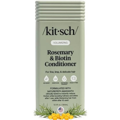Kitsch Volumizing Rosemary & Biotin Liquid Conditioner für Frauen und Männer – Fördert Haarwachstum, Fülle & Glanz nach 1 Anwendung, verdickende biobasierte Haarpflege, farbsicher, hergestellt in USA – 12,3 oz