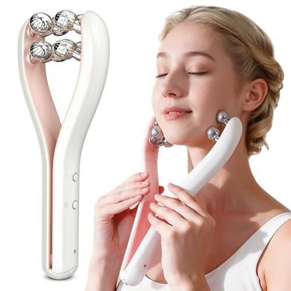 HAMINOS Mikrostrom-Gesichtsmassagegerät mit 3D-Rolle, 3 Intensitätsstufen, Lifting- & Straffungswerkzeug für Gesicht, Beine, Arme & Hals, sanfte Konturierung & Hautpflegeaufnahme
