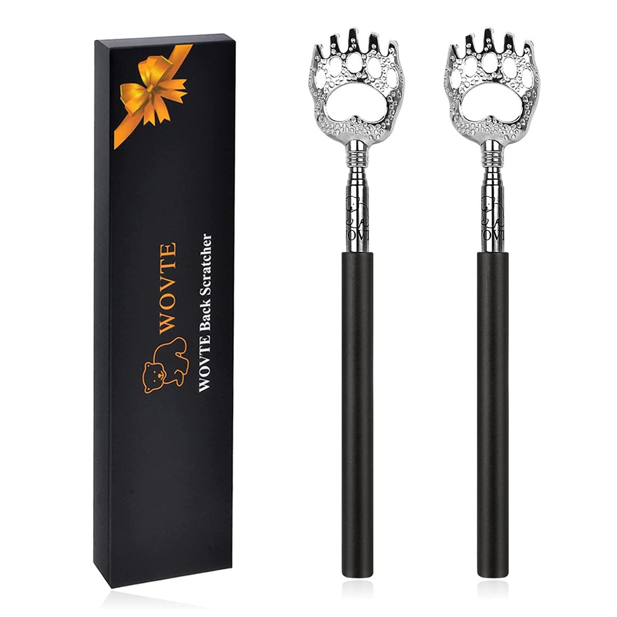 WOVTE Bärenkralle Rückenkratzer ausziehbar 2er-Pack - Geschenkideen für Männer und Frauen, Muttertag, Vatertag, Geburtstag, Weihnachten
