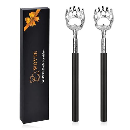 WOVTE Bärenkralle Rückenkratzer ausziehbar 2er-Pack - Geschenkideen für Männer und Frauen, Muttertag, Vatertag, Geburtstag, Weihnachten
