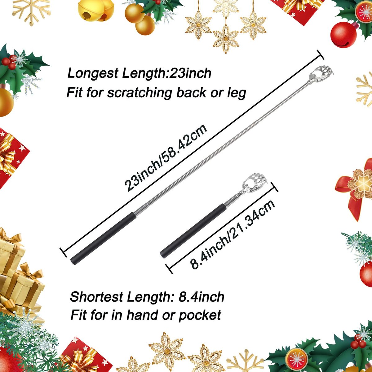 WOVTE Bärenkralle Rückenkratzer ausziehbar 2er-Pack - Geschenkideen für Männer und Frauen, Muttertag, Vatertag, Geburtstag, Weihnachten