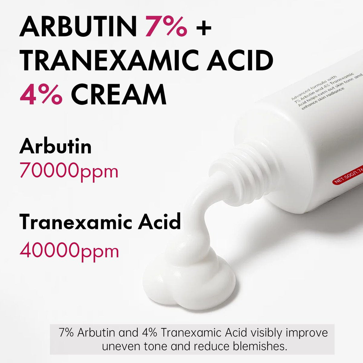 Roseblem Arbutin 7% + Tranexamsäure 4% Gesichtscreme gegen dunkle Flecken & unebenen Hautton – Feuchtigkeitsspendend, nicht reizend, sicher für empfindliche Haut, 1,76 oz (2er-Pack)