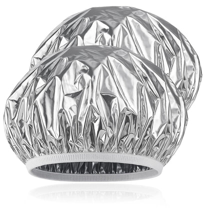 Brvlsoc Wiederverwendbare Aluminiumfolie-Wärmehaube – Tiefenpflege-Behandlungshaube mit elastischem Band, Haarbehandlungs- & Färbehaube für Salon, Sauna & Zuhause