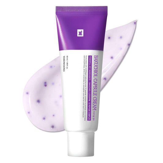 TOSOWOONG Bakuchiol Capsule Cream – Hochreines Bakuchiol 5.000 ppm, Retinol-Alternative für Faltenpflege, Festigende Anti-Aging Feuchtigkeitscreme mit 12 Peptiden & 3 Ceramiden, Koreanische Hautpflege, 50 ml