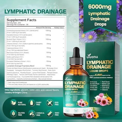 21-in-1 Lymphatische Drainage Tropfen für Liposomale Unterstützung, Immun- & Lymphsystem – Vegan, mit Echinacea, Löwenzahn, Klette, Bromelain, Ringelblume, Kurkuma & mehr – 60 ml