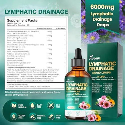 21-in-1 Lymphatische Drainage Tropfen für Liposomale Unterstützung, Immun- & Lymphsystem – Vegan, mit Echinacea, Löwenzahn, Klette, Bromelain, Ringelblume, Kurkuma & mehr – 60 ml