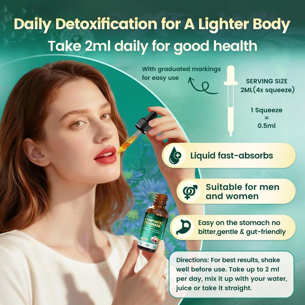 21-in-1 Lymphatische Drainage Tropfen für Liposomale Unterstützung, Immun- & Lymphsystem – Vegan, mit Echinacea, Löwenzahn, Klette, Bromelain, Ringelblume, Kurkuma & mehr – 60 ml